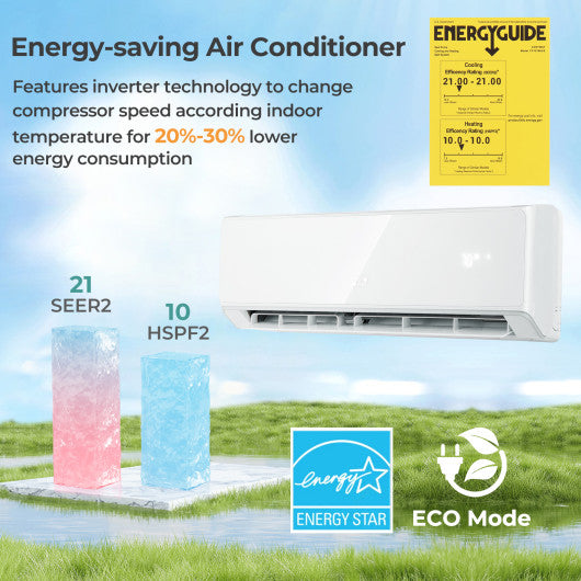 Energy Star Certified 24000 BTU 21 SEER2 208-230V Mini Split Air Conditioner and Heater White Wifi Enabled
