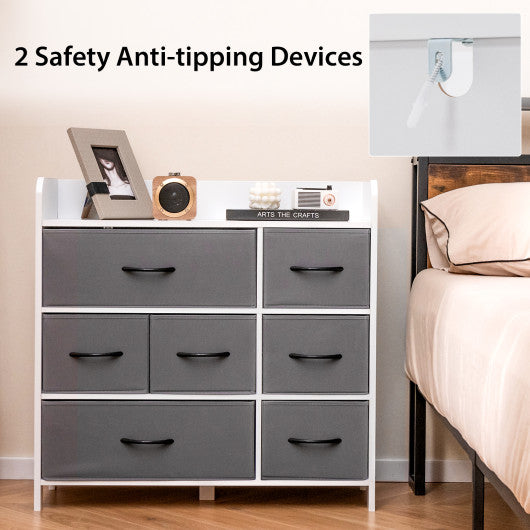 Fabric Dresser with 7 Drawers for Bedroom-White