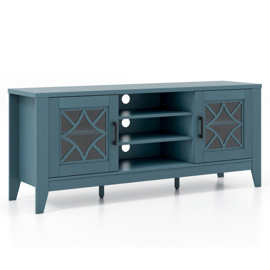 Farmhouse TV Stand for TVs Up to 65 Inches 4 Adjustable Shelves-Teal Blue