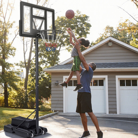 4.4-10 Feet Adjustable Basketball Hoop System with Weight Bag and 2 Nets