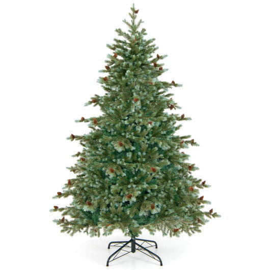 6/7/8 Feet Christmas Tree with Warm White LED Lights and Pine Cones-6 ft