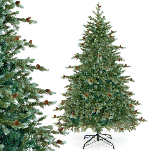 6/7/8 Feet Christmas Tree with Warm White LED Lights and Pine Cones-6 ft
