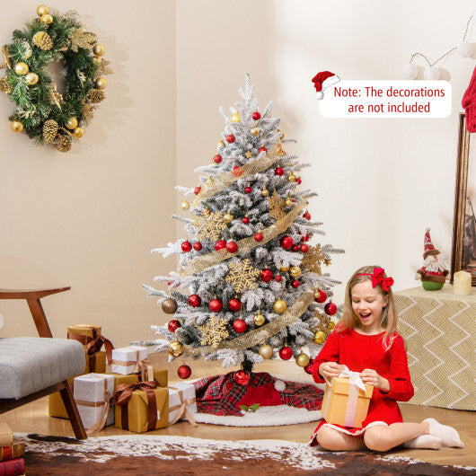 4.5 Feet Flocked Christmas Tree with 8 Lighting Modes and Multi-Color LED Lights-4.5 ft