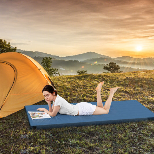 Foldable Camping Mattress with High density foam Cushion and Anti-slip Bottom-Navy
