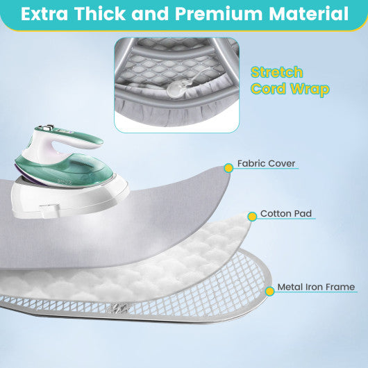 Foldable Ironing Board with Iron Rest and Adjustable Height-Gray