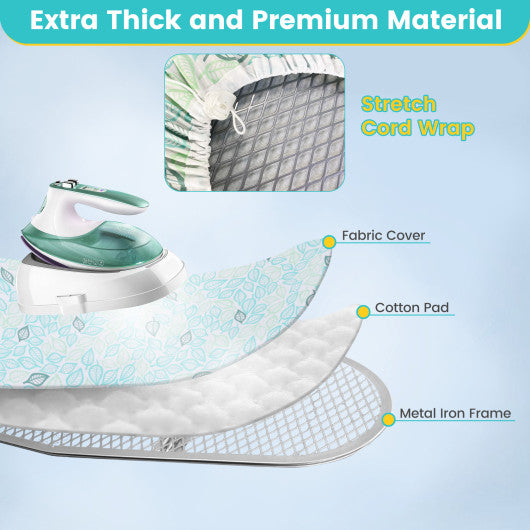 Foldable Ironing Board with Iron Rest and Adjustable Height-Turquoise