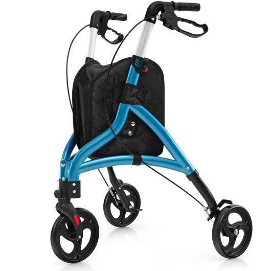 Foldable Rollator Walker with Lightweight Aluminum Frame-Blue