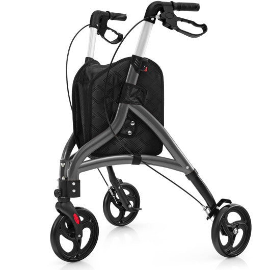 Foldable Rollator Walker with Lightweight Aluminum Frame-Gray