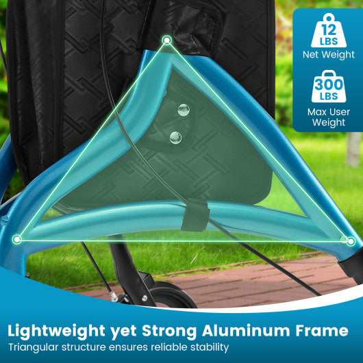 Foldable Rollator Walker with Lightweight Aluminum Frame-Blue