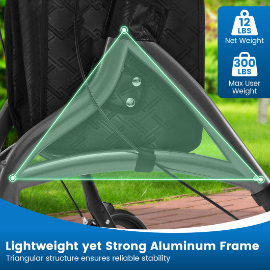 Foldable Rollator Walker with Lightweight Aluminum Frame-Gray