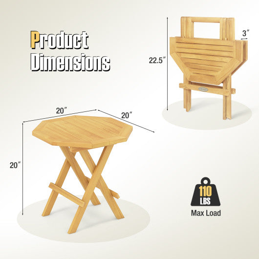Teak Wood Octagon Coffee Table with X-shaped Legs and Slatted Tabletop