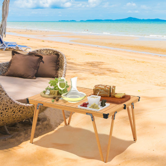 Folding Camping Table Picnic Table with Storage Bag and Waterproof Desktop-Brown