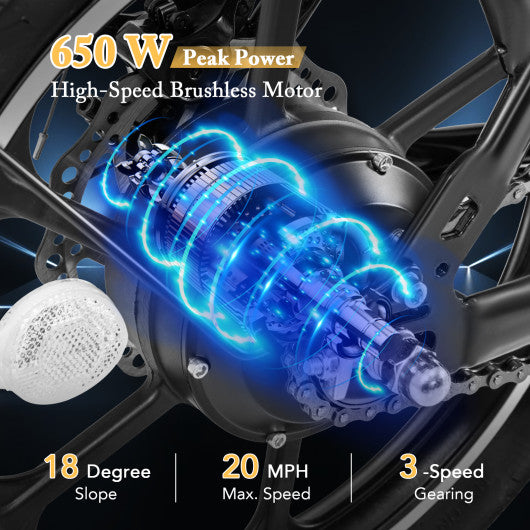 Folding Electric Bicycle with 500W Brushless Motor and Dual Disk Brakes