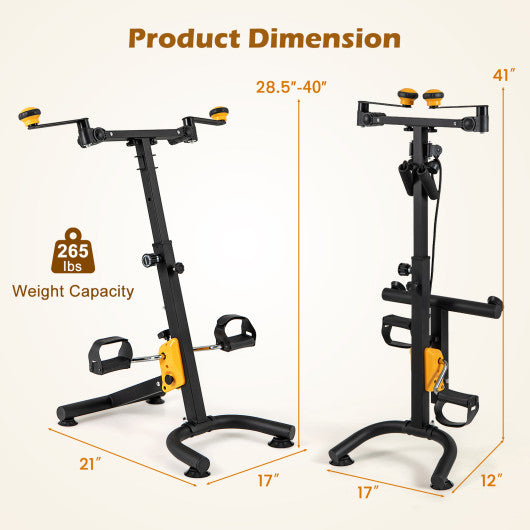 Folding Pedal Exercise Bike with Adjustable Resistance-Yellow