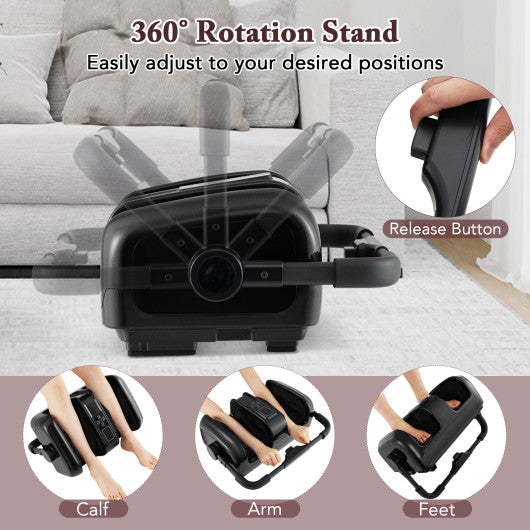 Foot and Calf Massager with Heat Shiatsu Deep Kneading Rolling Smart Electric Leg Massager-Black