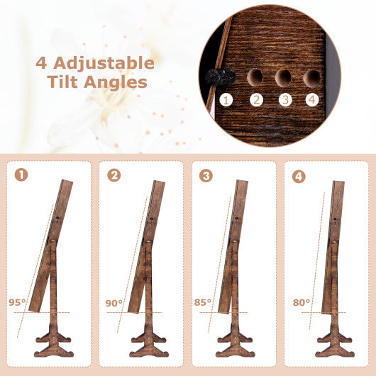 Free Standing Full Length Jewelry Armoire with Lights-Rustic Brown