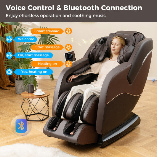 Full Body Massage Chair with Airbags and Heater-Brown