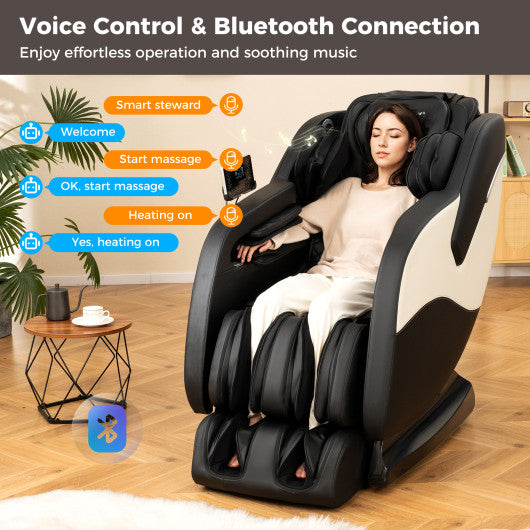 Full Body Massage Chair with Airbags and Heater-White