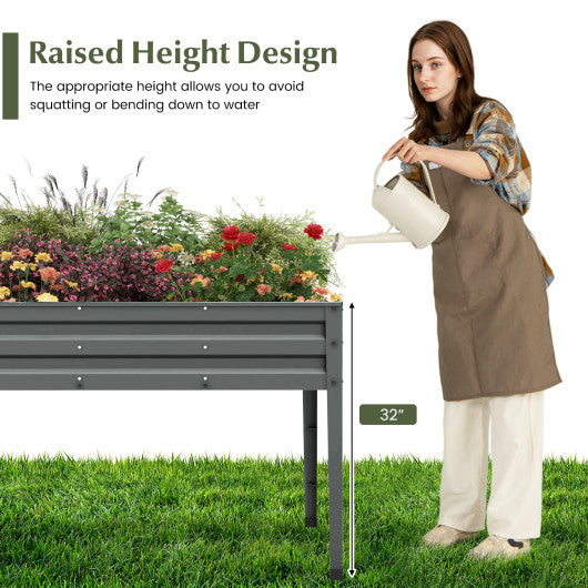 Galvanized Raised Garden Bed Elevated Planter Box with Legs and Drainage Hole-Gray