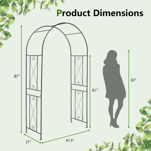 Garden Arch Arbor Trellis Patio Plant Stand Rack Archway-Black