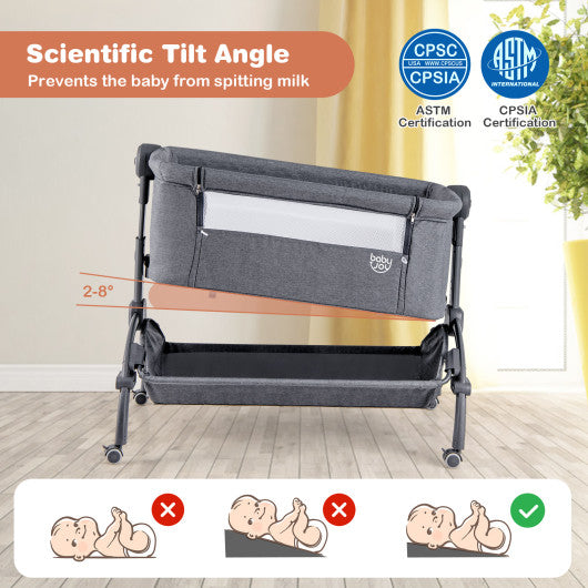 3-in-1 Baby Bassinet with Double-Lock Design and Adjustable Heights-Gray