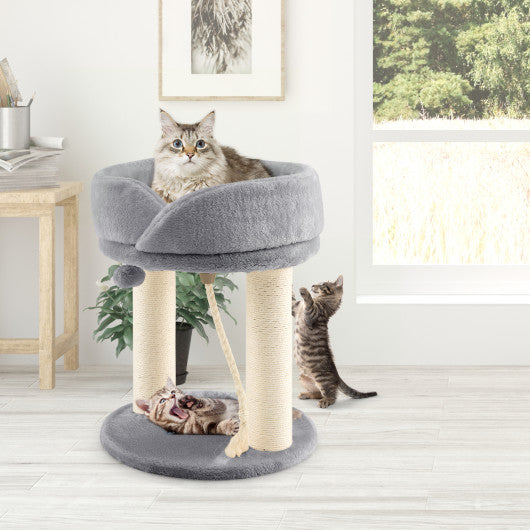 Cat Climbing Tree with Plush Perchs and Scratching Post-Gray
