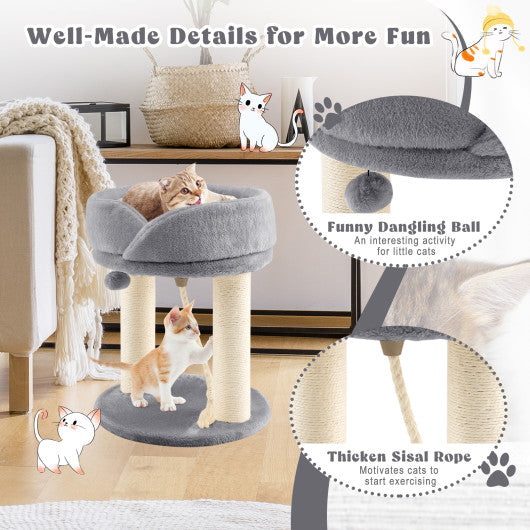 Cat Climbing Tree with Plush Perchs and Scratching Post-Gray