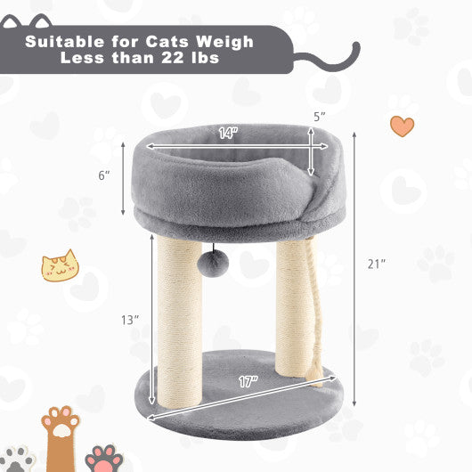 Cat Climbing Tree with Plush Perchs and Scratching Post-Gray