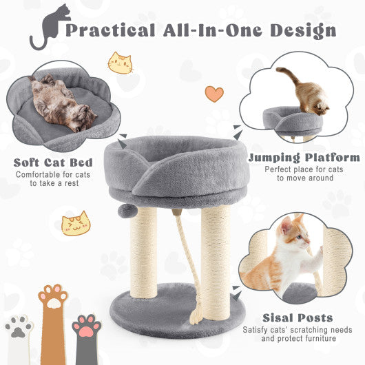 Cat Climbing Tree with Plush Perchs and Scratching Post-Gray