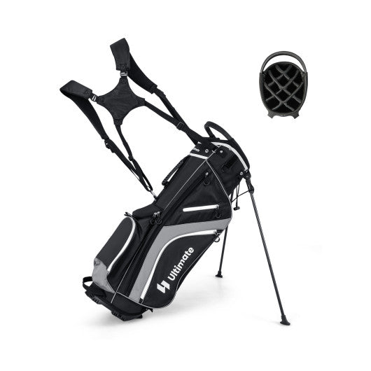 Lightweight Golf Stand Bag with 14 Way Top Dividers and 6 Pockets-Gray