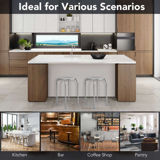 6-Pack Stackable Multifunctional Daisy Design Backless Round Metal Stool Set-Grey