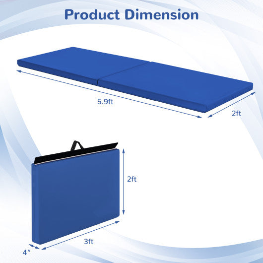 6 x 2 Feet Gymnastic Mat with Carrying Handles for Yoga-Blue