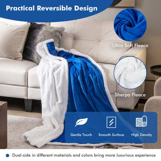 Heated Electric Blanket Throw with 10 Heat Levels-Blue