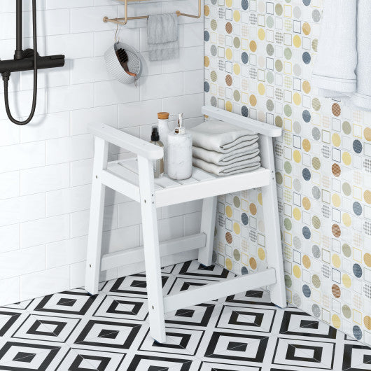 Heavy Duty Shower Bench with Arms for Inside Shower Shaving Legs-White