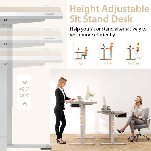 Height Adjustable Electric Standing Desk with USB Charging Port-Natural