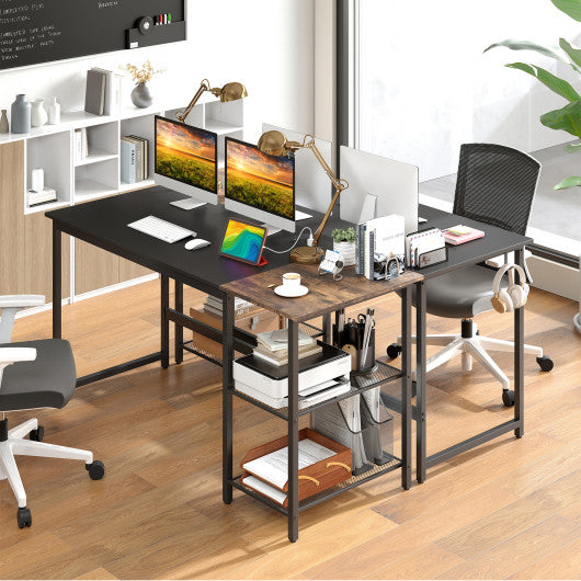 59 Inch Home Office Computer Desk with Removable Storage Shelves-Black