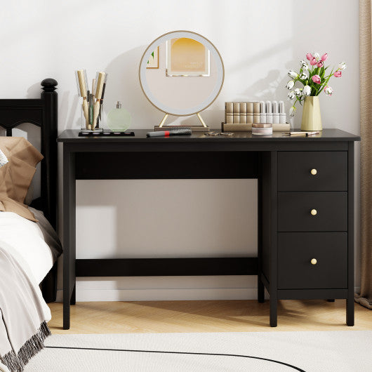 3-Drawer Home Office Study Computer Desk with Spacious Desktop-Black