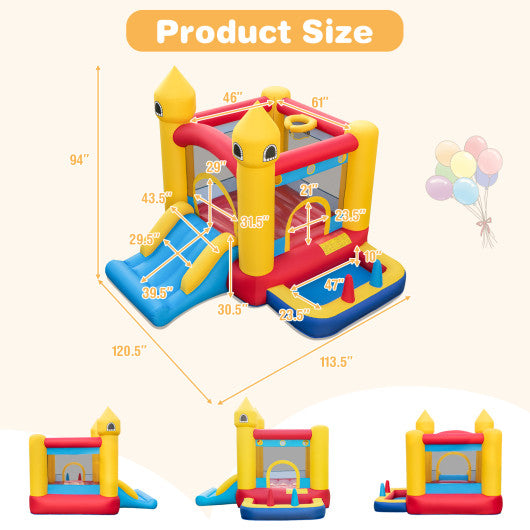 Inflatable Bounce House with 480W Blower and Ocean Balls for Yard