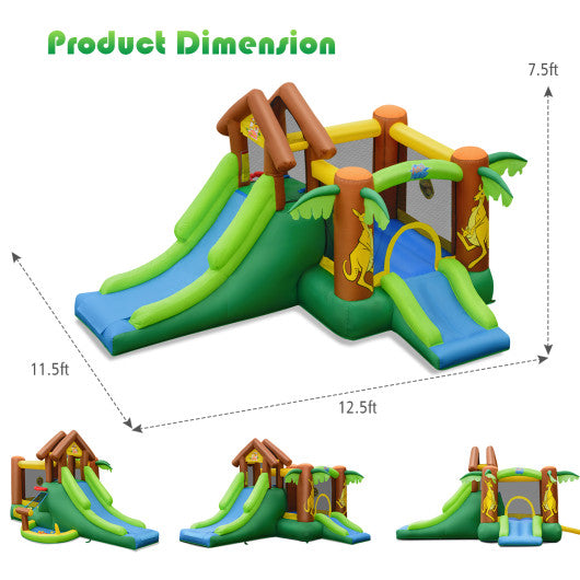 Kids Inflatable Jungle Bounce House Castle with 680W Blower
