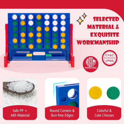 Jumbo 4-to-Score Connect Game Set with Carrying Bag and 42 Coins-Red