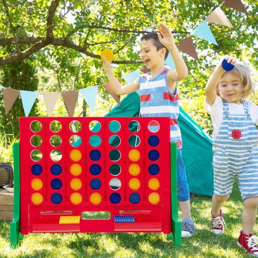 Jumbo 4-to-Score Connect Game Set with Carrying Bag and 42 Coins-Green