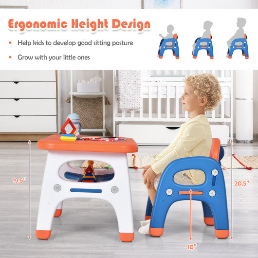 Kids Activity Table and Chair Set with Montessori Toys for Preschool and Kindergarten-Orange