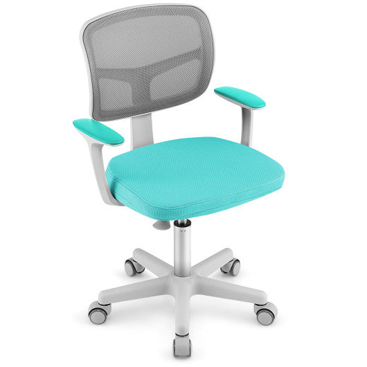 Adjustable Desk Chair with Auto Brake Casters for Kids-Turquoise