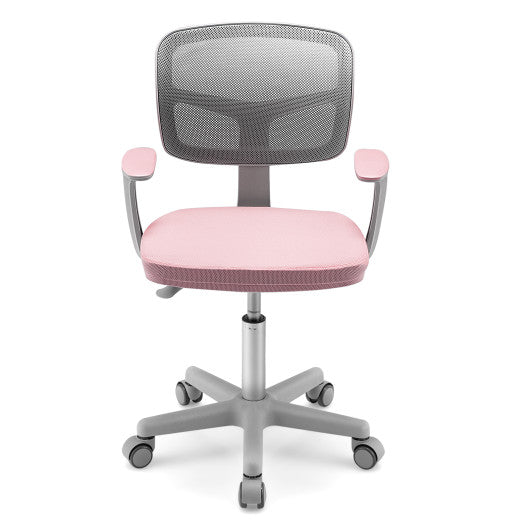 Adjustable Desk Chair with Auto Brake Casters for Kids-Pink