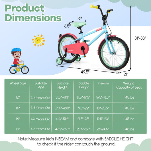 Kids Bike with Adjustable Handlebar and Saddle Blue-18 inches