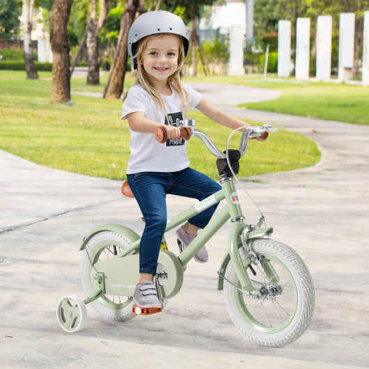 Kids Bike with Adjustable Handlebar and Saddle Green-12 Inches