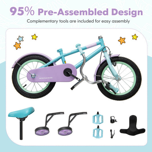 Kids Bike with Adjustable Handlebar and Saddle Purple-12 Inches