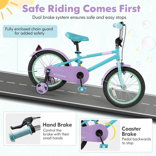 Kids Bike with Adjustable Handlebar and Saddle Purple-16 Inches