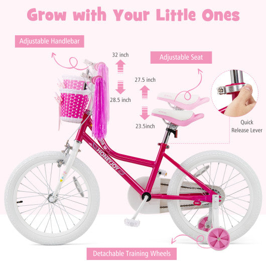 Kids Bicycle 18 Inch Toddler and Kids Bike with Training Wheels for 6-8 Year Old Kids-Pink