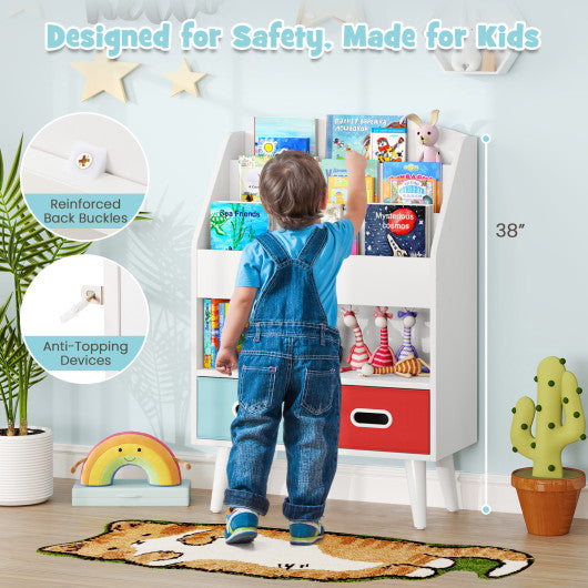 Kids Bookshelf with Open Compartment for Toddlers 3+ Years Old-White